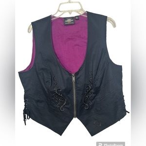 Harley Davidson Women’s Black Embroidered Motorcycle Biker Vest Plus Size 1X